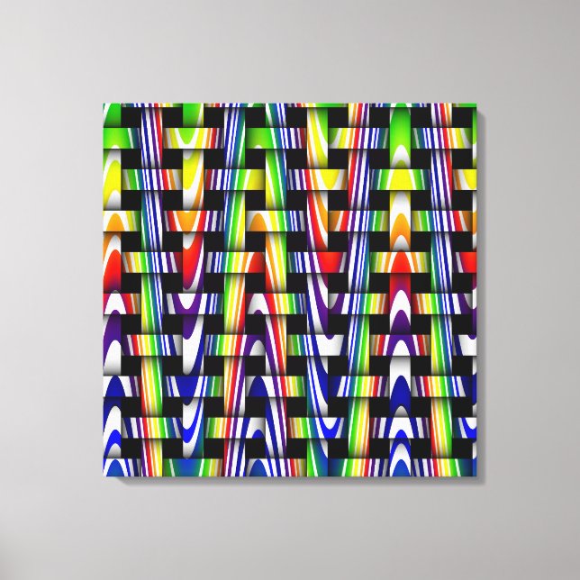 Colourful Modern Blue Green Yellow Zigzag Pattern Canvas Print (Front)