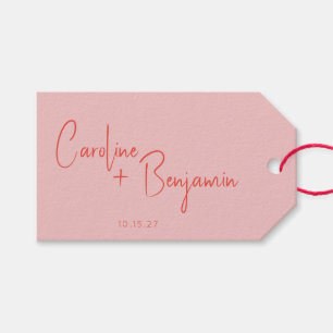Colourful Modern Boho Pink Red Script Wedding Gift Tags