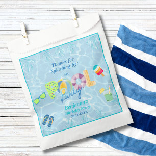 Colourful Modern Boys Birthday Pool Party Favour B Bag