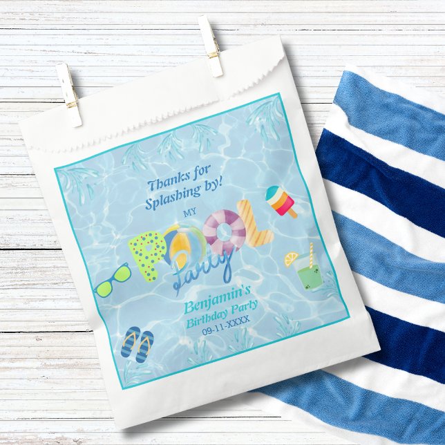 Colourful Modern Boys Birthday Pool Party Favour B Bag (Creator Uploaded)