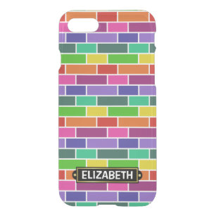 Colourful Modern Brick Pattern with Name iPhone SE/8/7 Case