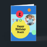Colourful Modern Bright Photo Name 2nd Birthday Card<br><div class="desc">A bright and colourful birthday card for your child's 2nd birthday. Personalize the design with your own words and a favourite photo of the birthday child.</div>