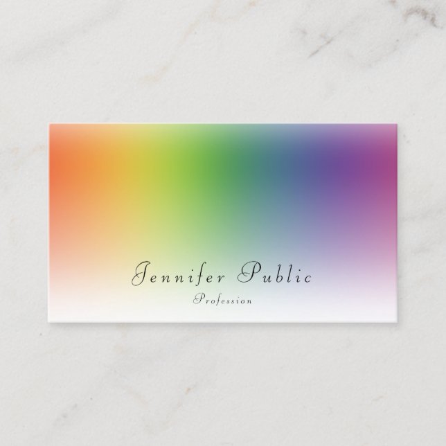 Colourful Modern Calligraphed Template Beauty Salo Business Card (Front)