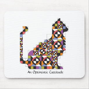 Colourful Modern Cat Quilt Pattern Mousepad