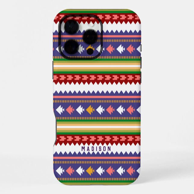 Colourful Modern Ceometric Pattern Personalized iPhone Case (Back)