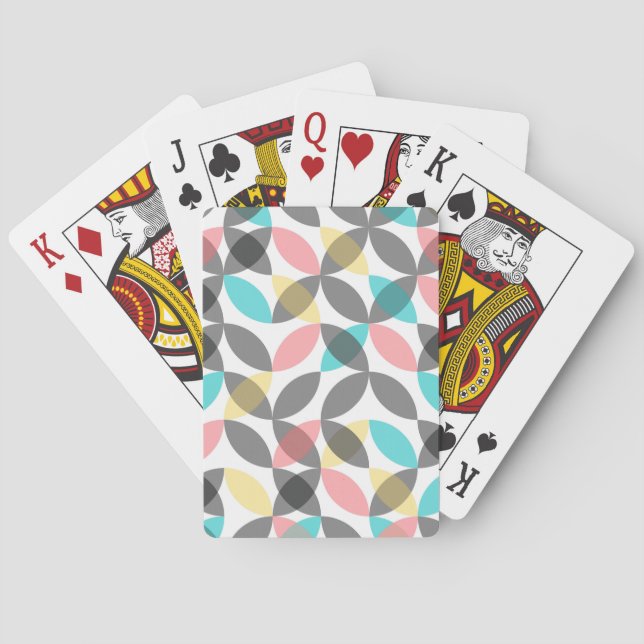 Colourful, modern, cheerful circular geometric playing cards (Back)
