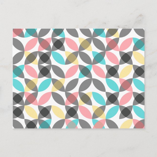 Colourful, modern, cheerful circular geometric postcard (Front)