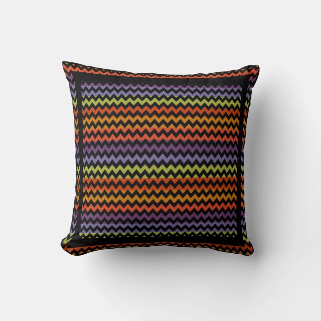 Colourful Modern Chevron Zigzag Throw Pillow (Front)
