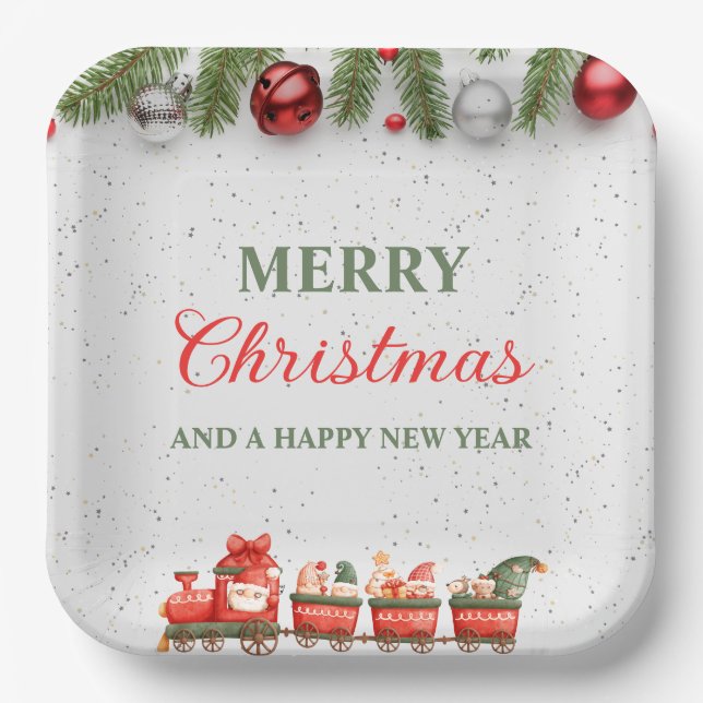 Colourful Modern Christmas Day 9"Square Paper Plat Paper Plate (Front)
