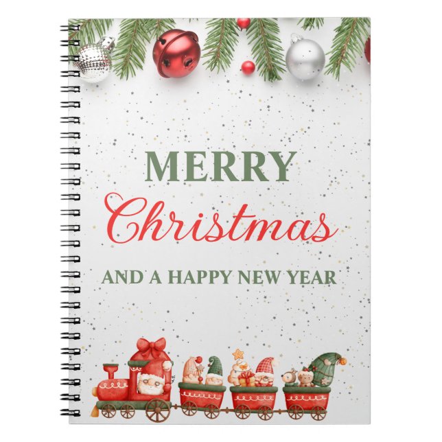 Colourful Modern Christmas Day Spiral Photo  Notebook (Front)