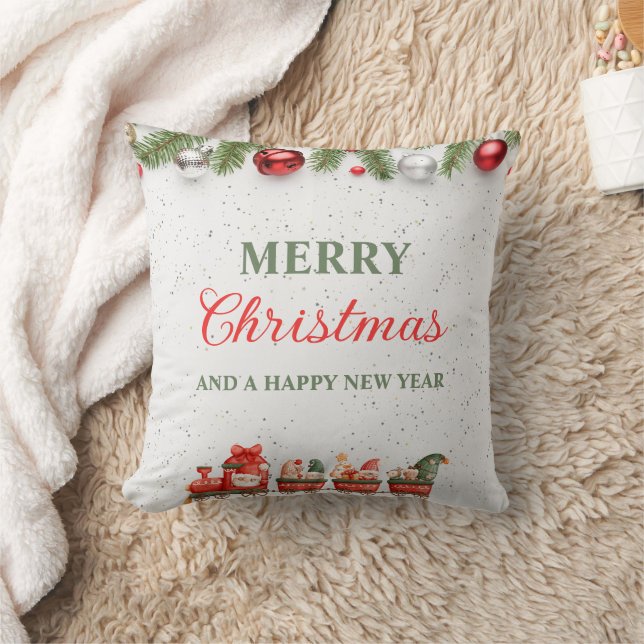 Colourful Modern Christmas Day Throw Pillow (16") (Blanket)