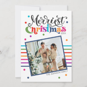 Colourful Modern Christmas Family Photo Holiday Ca Card