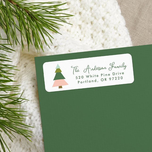 Colourful Modern Christmas Tree Return Address (Creator Uploaded)