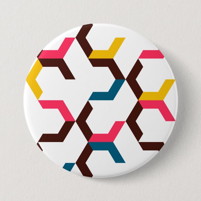 Colourful, modern, cool trendy chevron arrow 3 inch round button (Front)