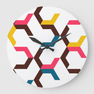 Colourful, modern, cool trendy chevron arrow shape large clock