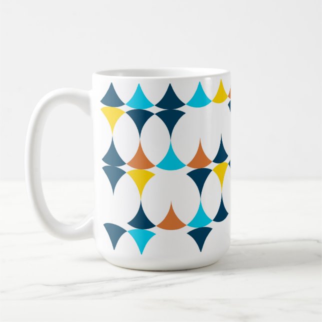 Colourful, modern, cool, trendy geometric shapes coffee mug (Left)