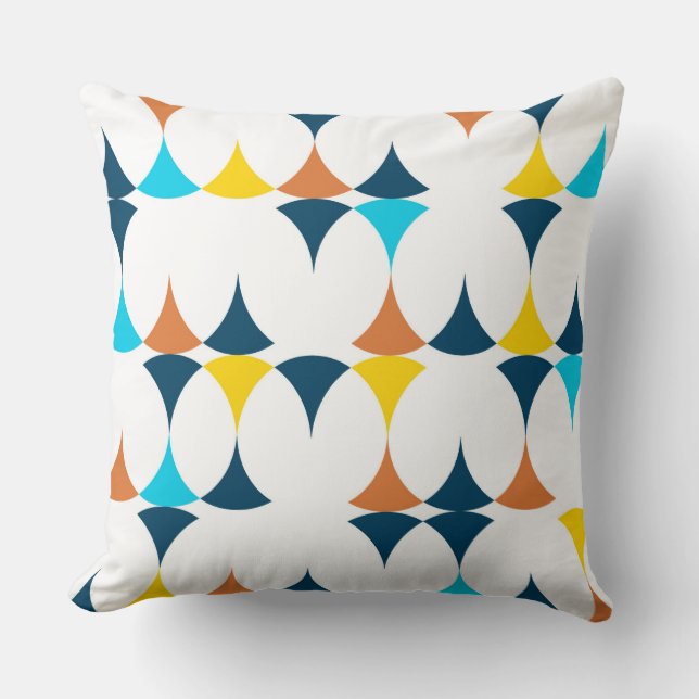 Colourful, modern, cool, trendy geometric shapes throw pillow (Front)