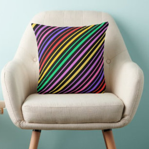 Colourful Modern Cute Stripes Pattern Throw Pillow