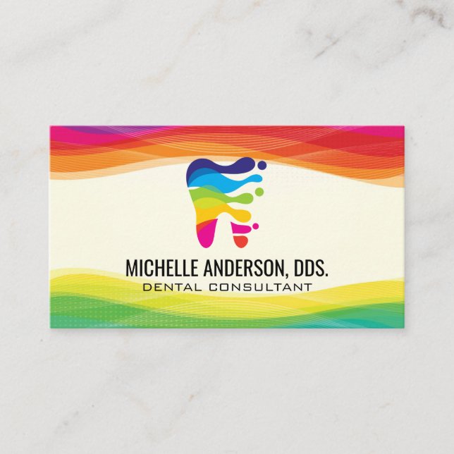 Colourful Modern Dental Logo Business Card (Front)