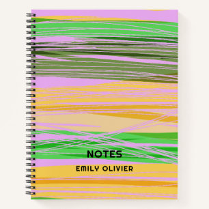 Colourful Modern Design Pink Green Yellow Custom Notebook