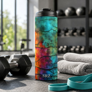 Colourful Modern Distressed Abstract Monogram  Thermal Tumbler