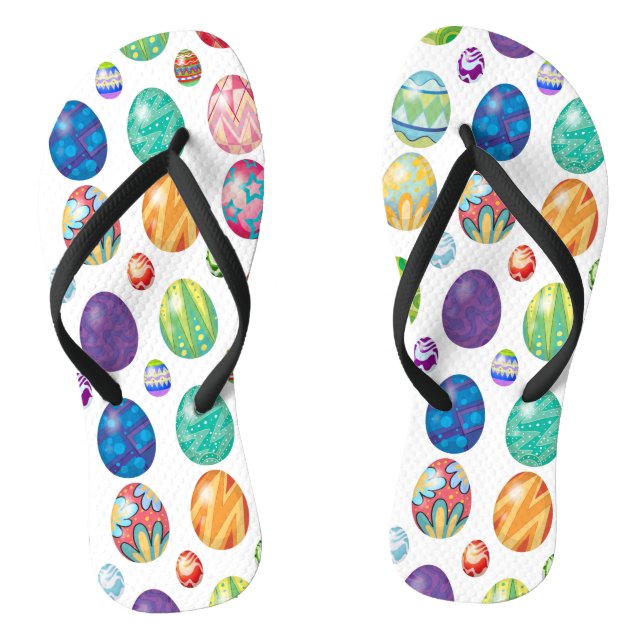 Colourful Modern Easter Eggs Pattern | Holidays Flip Flops (Footbed)