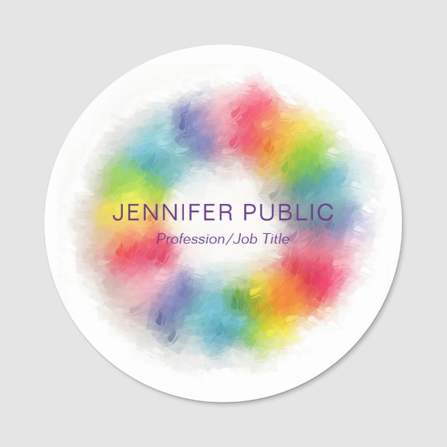 Colourful Modern Elegant Professional Template Name Tag (Front)
