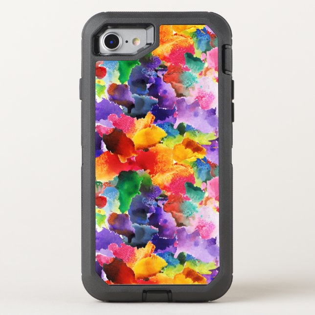 colourful modern floral abstract art otterbox iPhone case (Back)