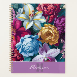 Colourful modern floral monogram planner