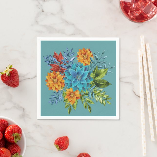 Colourful Modern Floral Napkin (Insitu)