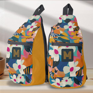Colourful modern floral nature pattern women sling bag
