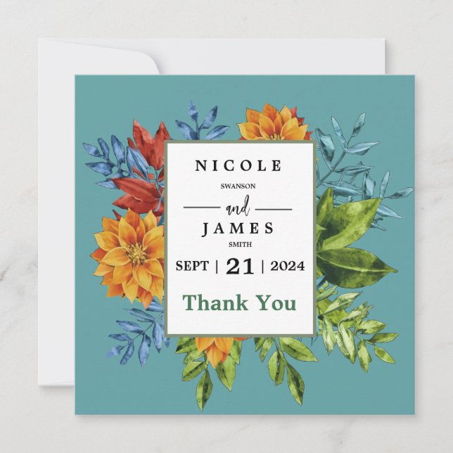 Colourful Modern Floral Thank You Card (Front)