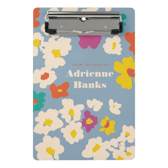 Colourful Modern Flowers Personalized Mini Clipboard (Front)