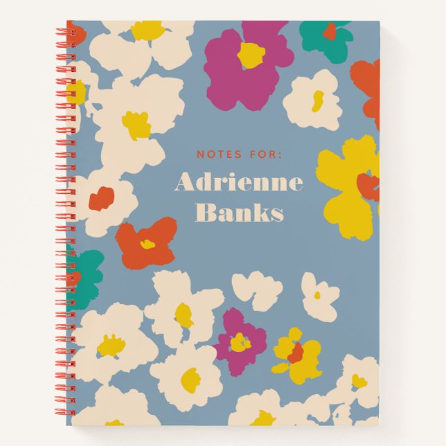 Colourful Modern Flowers Personalized Notebook (Front)