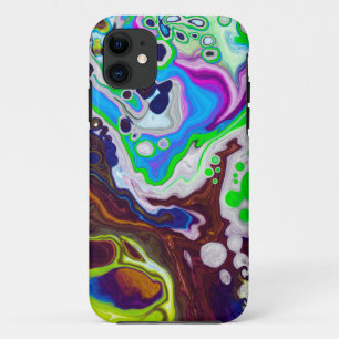 Colourful Modern Fluid Art Pour Painting Cells  iPhone 11 Case