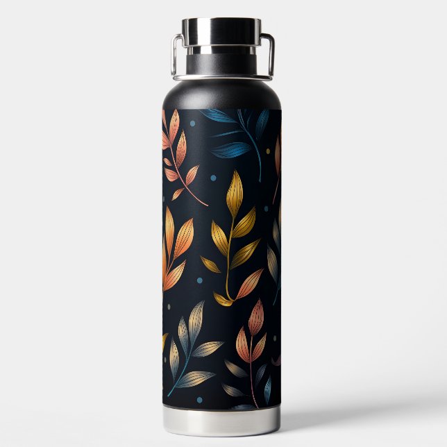 Colourful Modern Foliage Water Bottle (Back)