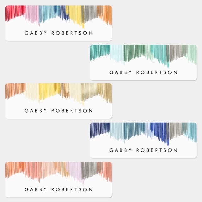 Colourful Modern Fringe Personalized Name Labels (Group)
