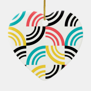 Colourful, modern, fun, cheerful geometric graphic ceramic ornament