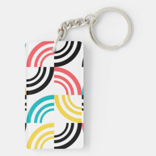 Colourful, modern, fun, cheerful geometric graphic keychain