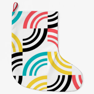 Colourful, modern, fun, cheerful geometric graphic large christmas stocking