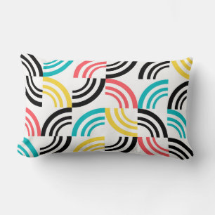Colourful, modern, fun, cheerful geometric graphic lumbar pillow