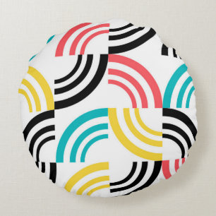 Colourful, modern, fun, cheerful geometric graphic round pillow