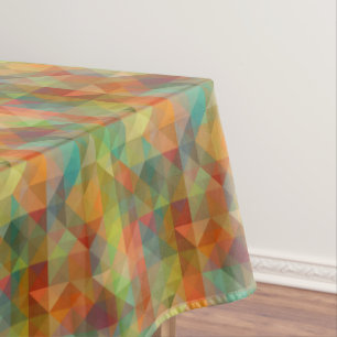 Colourful Modern Funky Retro Polygon Mosaic Patter Tablecloth