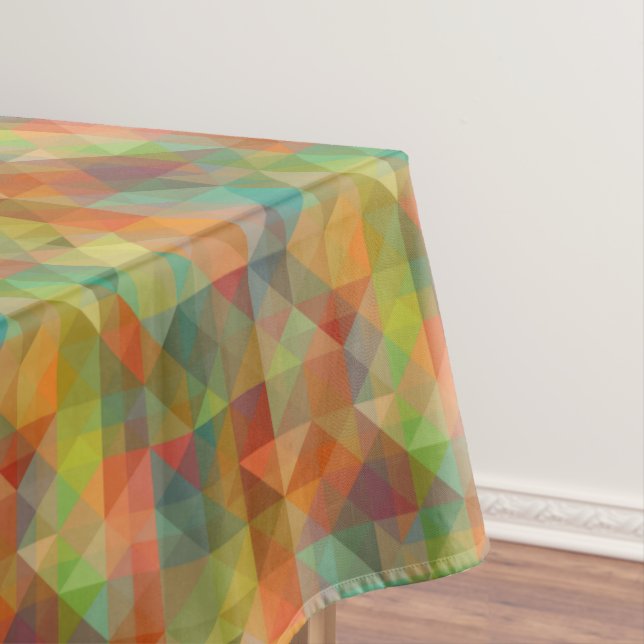 Colourful Modern Funky Retro Polygon Mosaic Patter Tablecloth (In Situ)