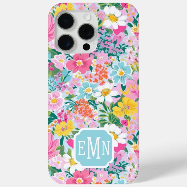 Colourful Modern Garden Monogrammed Case-Mate iPhone Case (Back)