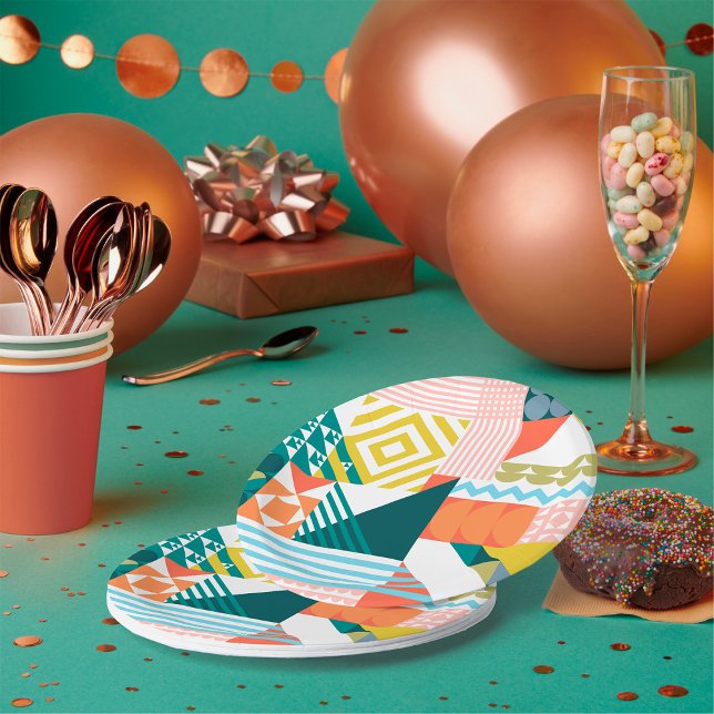 Colourful Modern Geometric Abstract Pattern  Paper Plate (Creator Uploaded)
