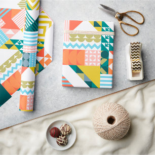 Colourful Modern Geometric Abstract Pattern  Wrapping Paper