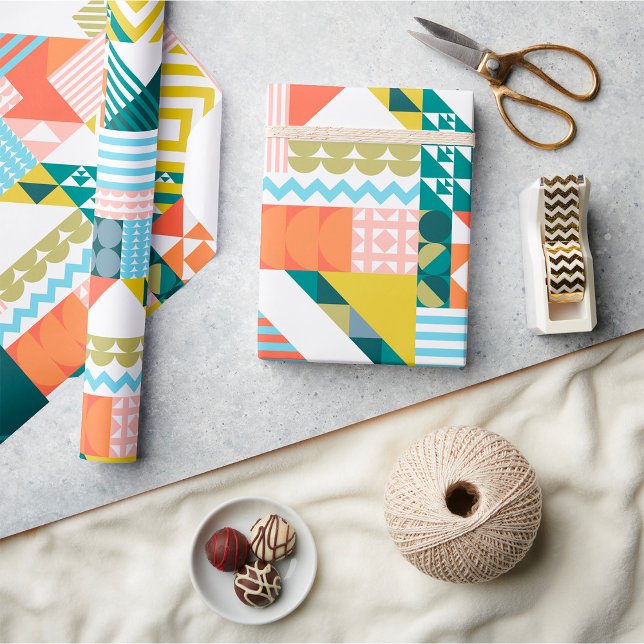 Colourful Modern Geometric Abstract Pattern  Wrapping Paper (Creator Uploaded)