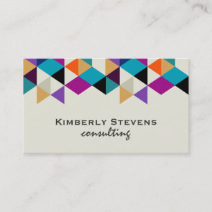Colourful Modern Geometric Abstract Triangles 4d Business Card