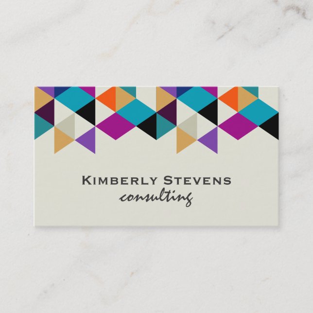 Colourful Modern Geometric Abstract Triangles 4d Business Card (Front)